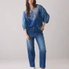 Embroidered Denim Shirt - Indigo