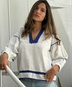 Farringdon Top - White/Blue