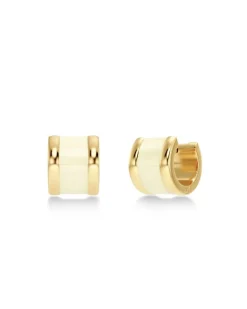 Frame Enamel Hoops Offwhite Gold