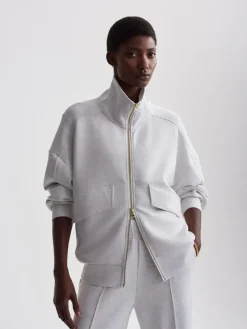 Garcia Zip Through Sweat - Ivory Marl