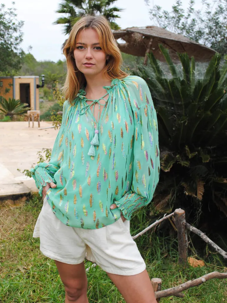 Georgia Top - Jade Metallic Sunset