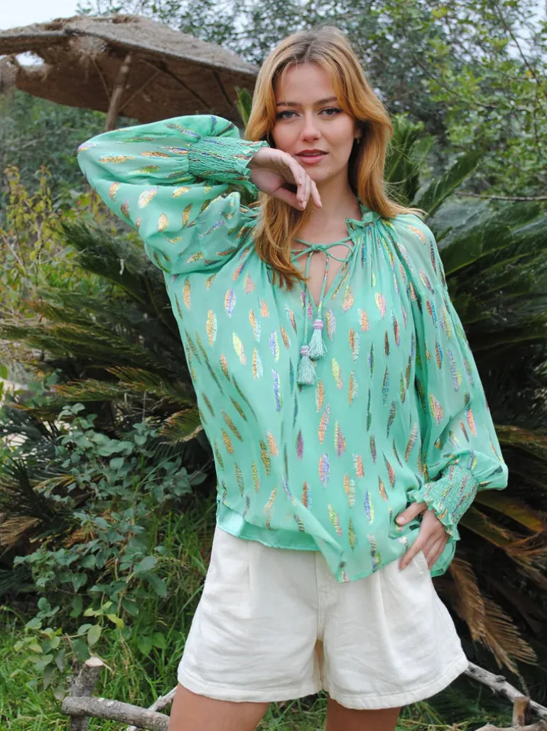 Georgia Top - Jade Metallic Sunset