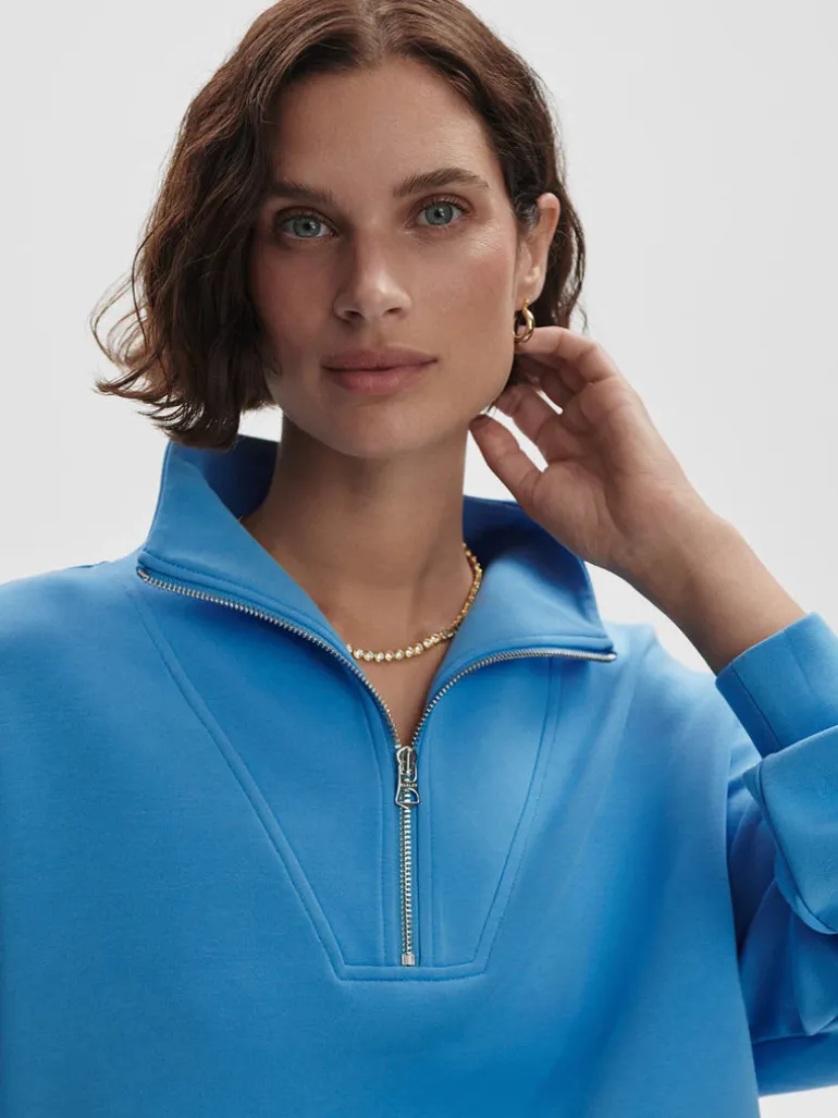 Hawley Half Zip Sweat - Azure Blue