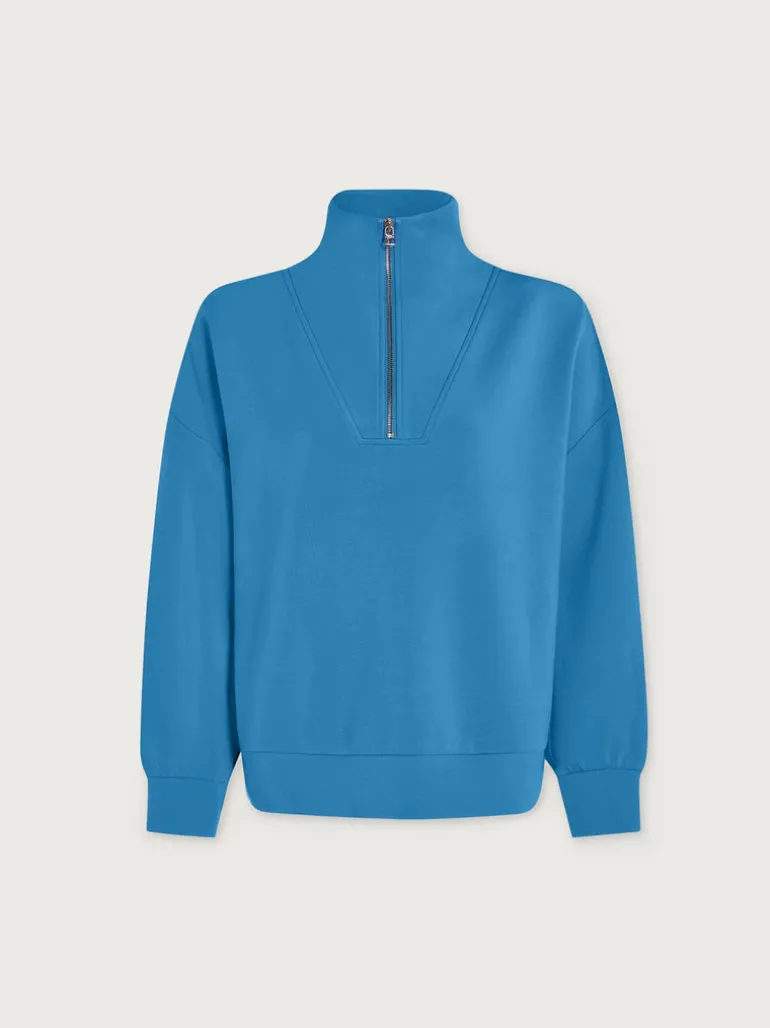 Hawley Half Zip Sweat - Azure Blue