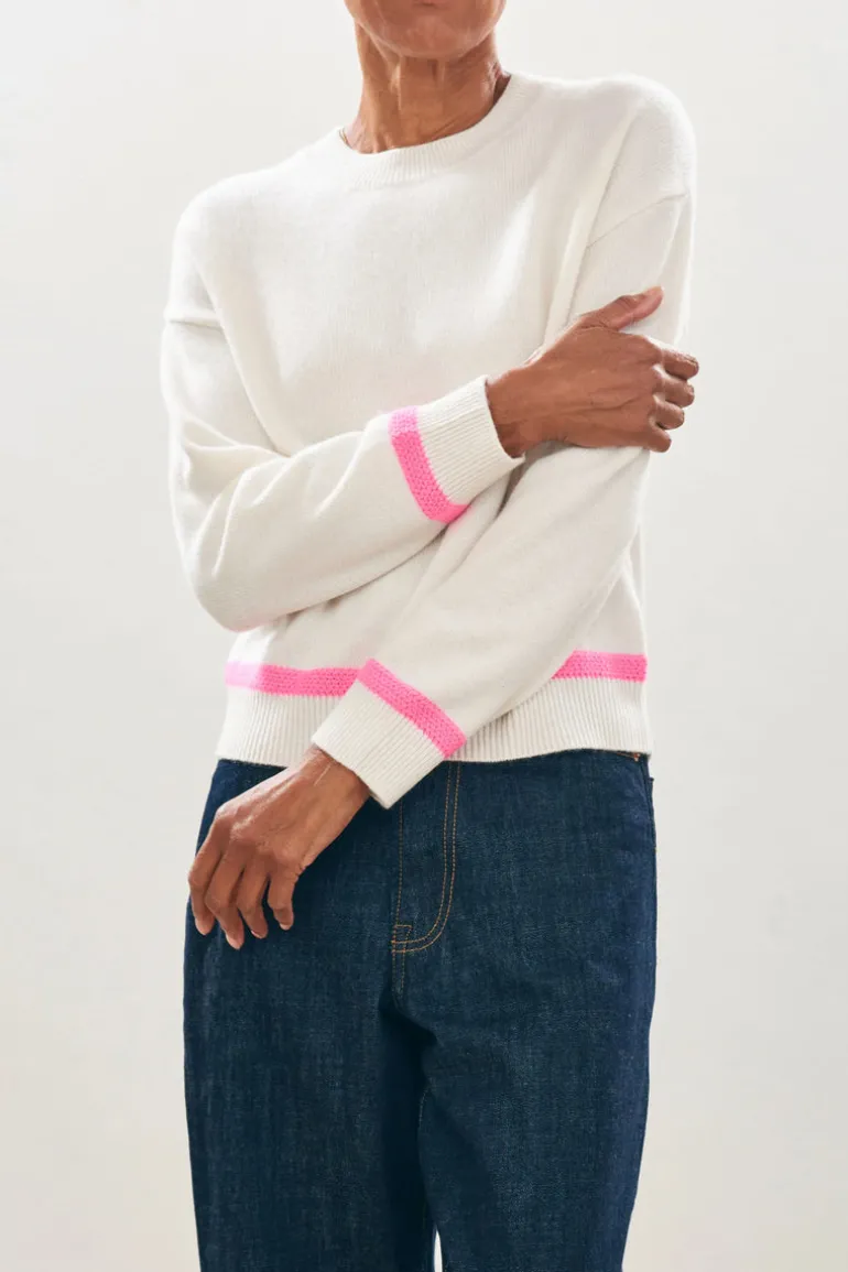 Heavy Trim Crew - White / Pink
