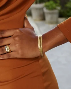 Herringbone Triple Bracelet Gold