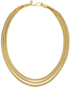 Herringbone Triple Necklace Gold