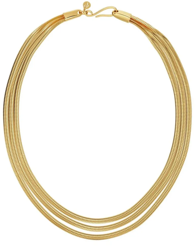 Herringbone Triple Necklace Gold