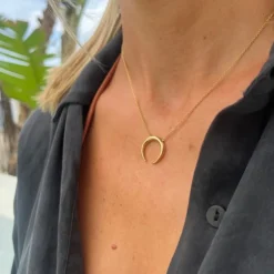 Horn Necklace with Slider Clasp - Gold