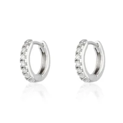 Huggie Earrings with Clear Stones - Silver