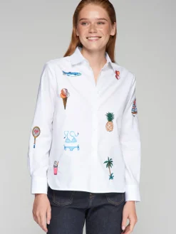 Isa Embroidered Shirt - White Twil