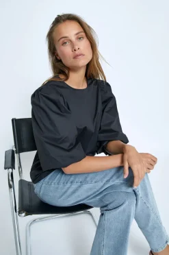 Joa Short Sleeve Blouse - Black