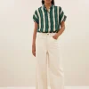Karly Tie Dye Blouse - Green Tie Dye Stripe