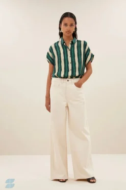 Karly Tie Dye Blouse - Green Tie Dye Stripe