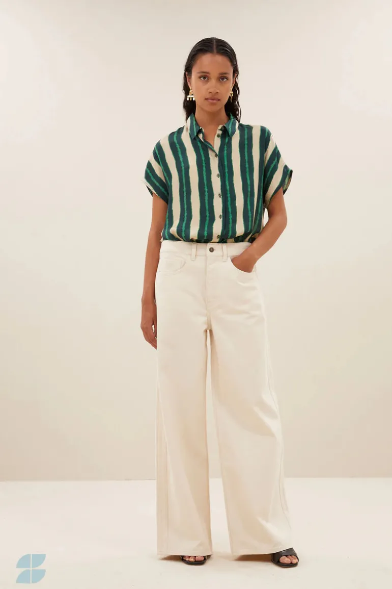 Karly Tie Dye Blouse - Green Tie Dye Stripe