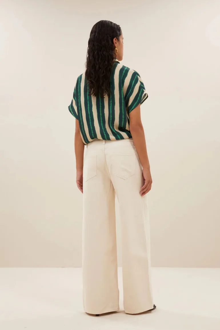 Karly Tie Dye Blouse - Green Tie Dye Stripe