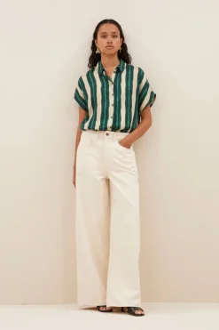 Karly Tie Dye Blouse - Green Tie Dye Stripe