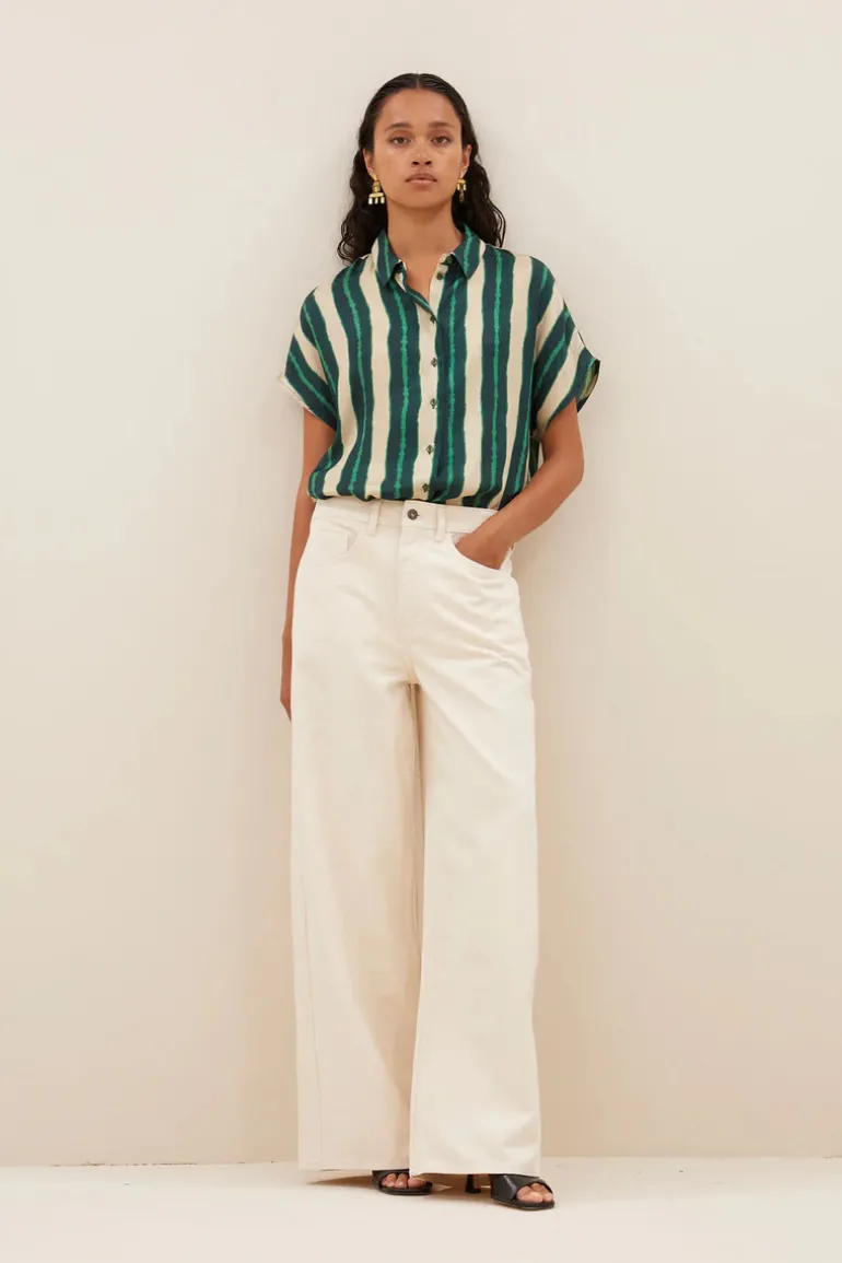 Karly Tie Dye Blouse - Green Tie Dye Stripe