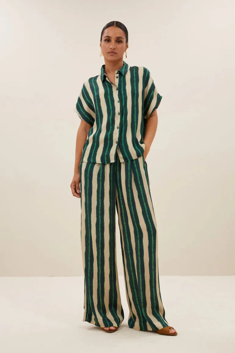 Karly Tie Dye Blouse - Green Tie Dye Stripe