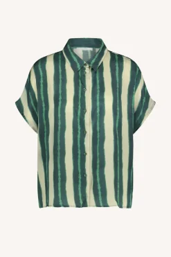 Karly Tie Dye Blouse - Green Tie Dye Stripe