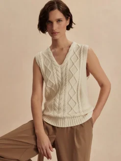Kay Cable Knit Vest - Snow White