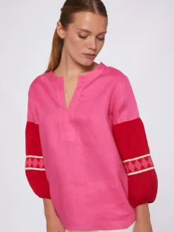 Kaya Blouse - Pink Linen