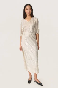 Kitty Skirt - Ancient Scroll metallic print