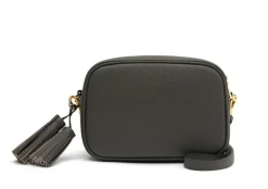 Leather Camera Bag with Tassels - Dark Grey