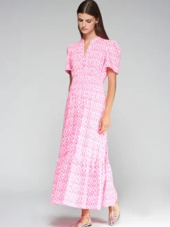 Leila Dress - Pink Fluro Ikat