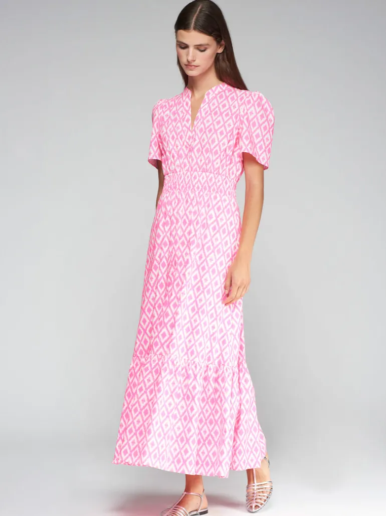 Leila Dress - Pink Fluro Ikat