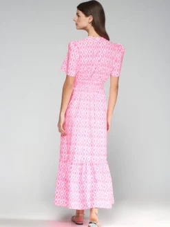 Leila Dress - Pink Fluro Ikat