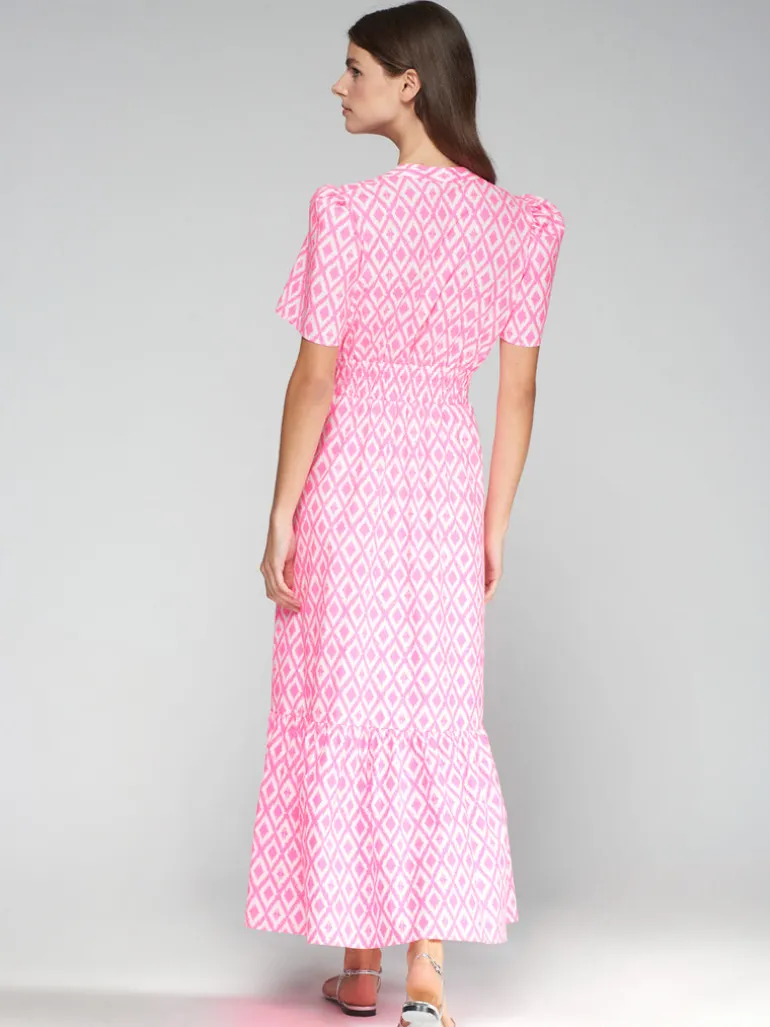 Leila Dress - Pink Fluro Ikat