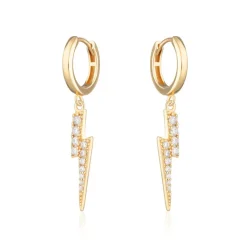 Lightning Hoop Earrings - Gold