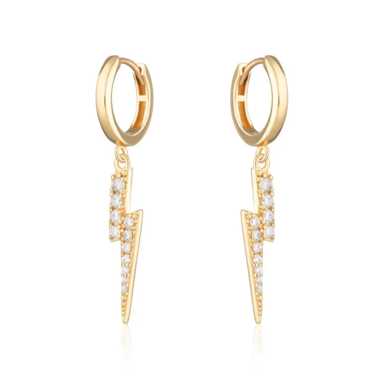 Lightning Hoop Earrings - Gold
