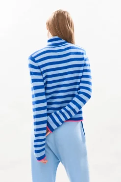 Little Stripe Roll Collar - Wedgewood/Bright Blue