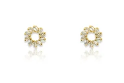 Maeve Hollow CZ Stud Earrings - Gold