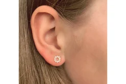 Maeve Hollow CZ Stud Earrings - Gold