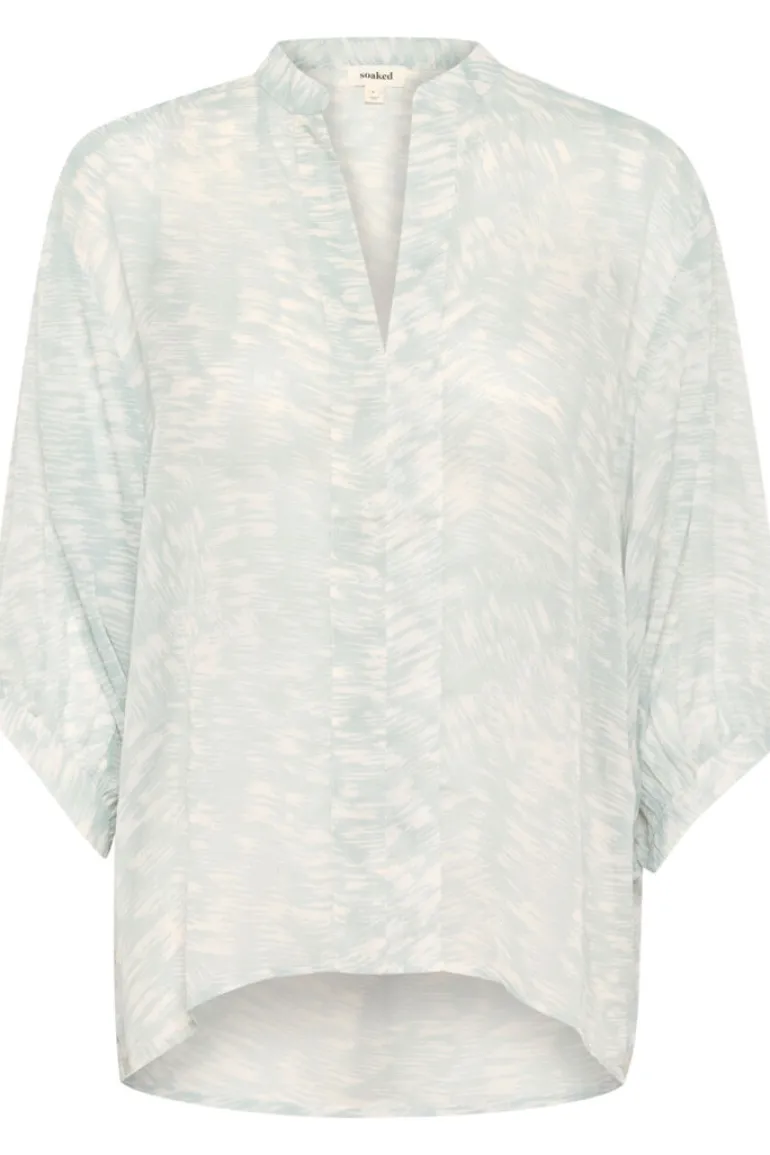 Marta Amily Blouse 3/4 - Silver Blue Stroke Print