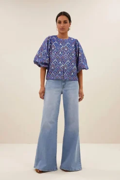 Mauri Blouse - Pavo Jacquard Print