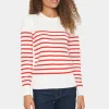 Mila LS Striped Pullover - Ice and f. scarlet stripe