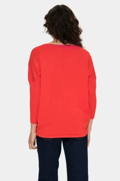 Mila R-Neck Pullover - Flame Scarlet