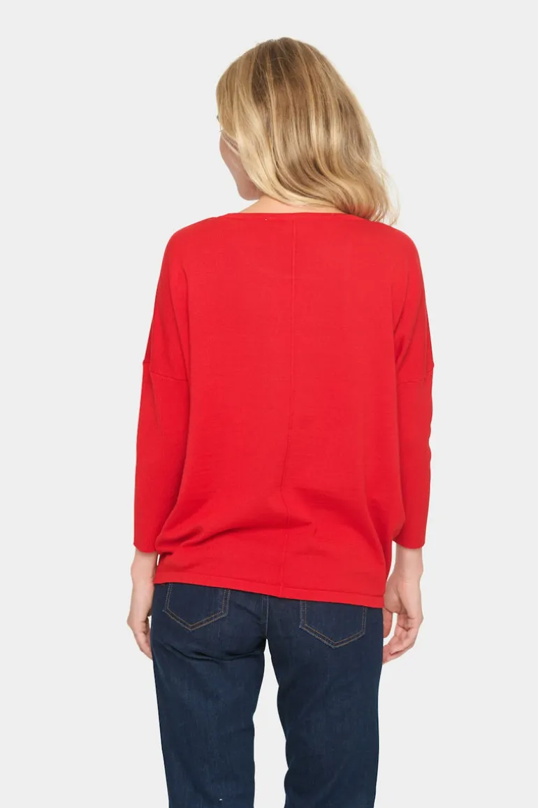 Mila R-Neck Pullover - Racing Red