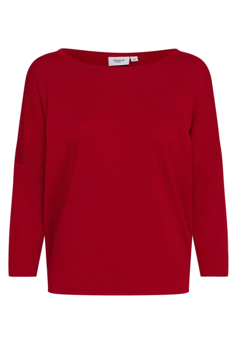 Mila R-Neck Pullover - Racing Red