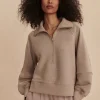 Milano Half Zip Sweat - Taupe Marl