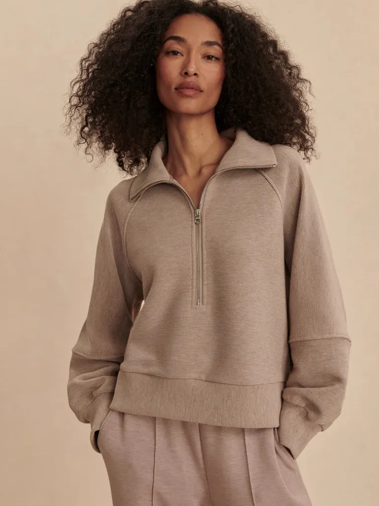 Milano Half Zip Sweat - Taupe Marl