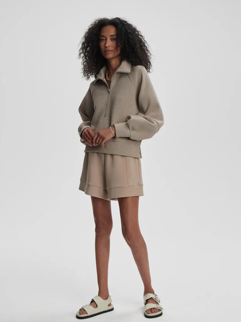 Milano Half Zip Sweat - Taupe Marl