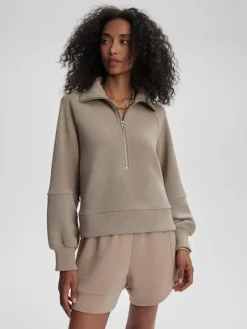 Milano Half Zip Sweat - Taupe Marl