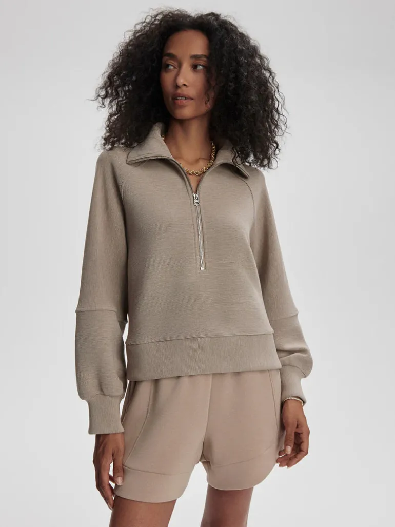 Milano Half Zip Sweat - Taupe Marl
