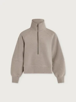 Milano Half Zip Sweat - Taupe Marl