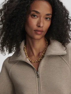 Milano Half Zip Sweat - Taupe Marl